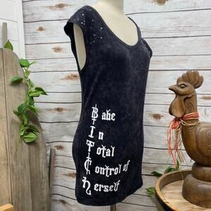 RTB Real Tough B itch In Total Control of Herself Black Graphic Bling Tank XXL